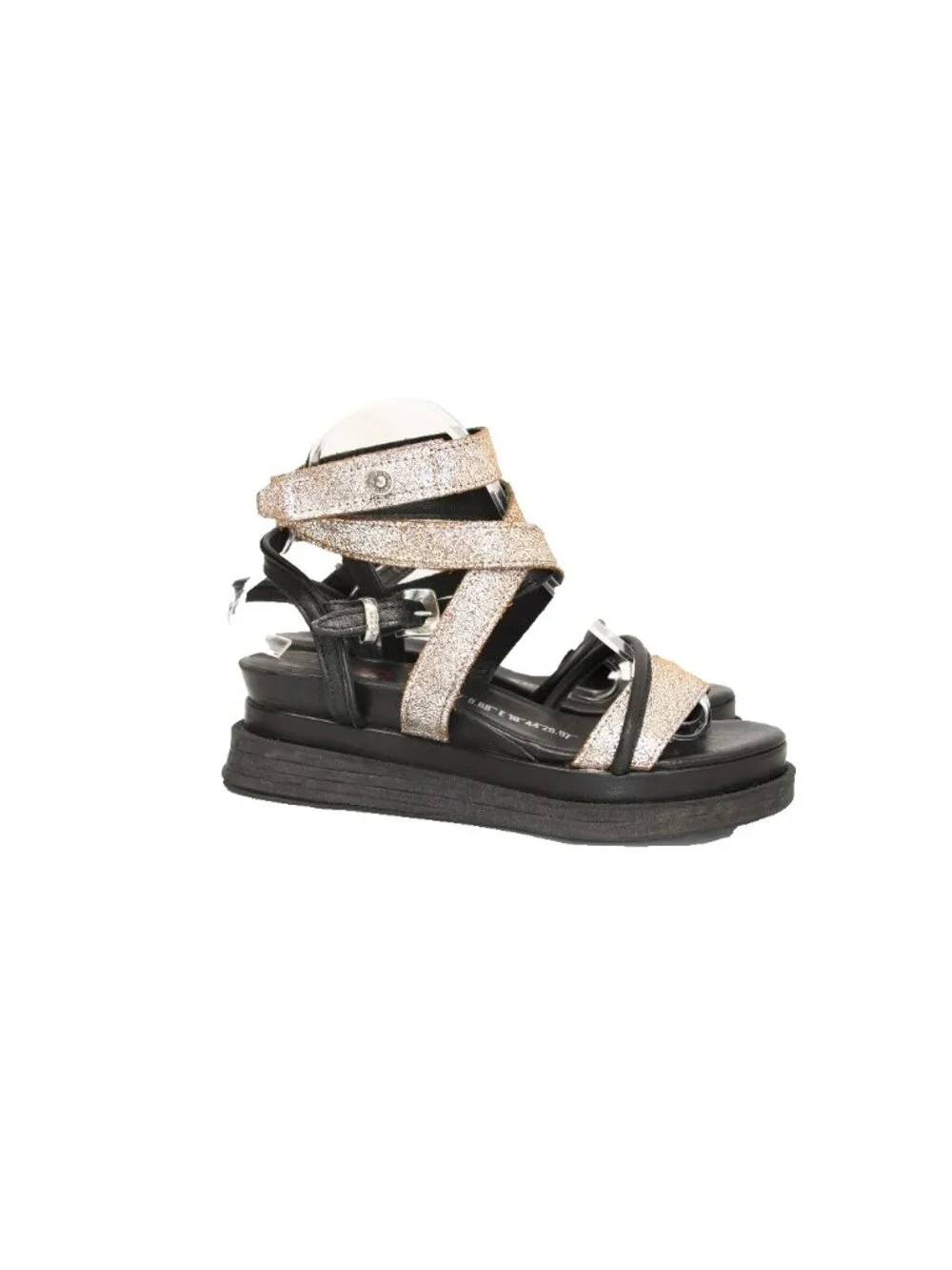 NWT $360 A.S.98 Labo Platform Sandal LEATHER STRAPPY PLATINUM BLACK 37 (DD18)